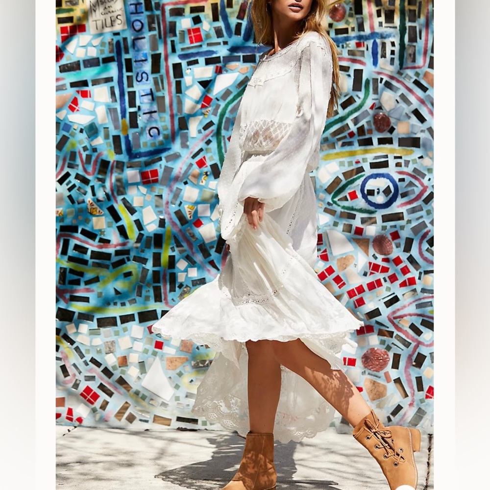 Free People Tina White Lace Maxi Dress